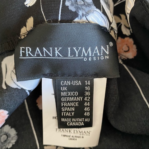 Frank Lyman floral black wide leg flare pant size 14 - Picture 8 of 15